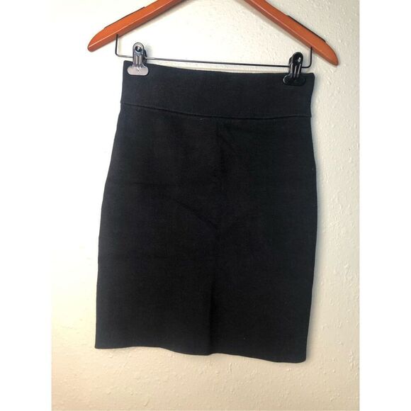 Express Women Body Contour Sweater Pencil Skirt Black Elastic Waistband Stretch - Picture 5 of 12